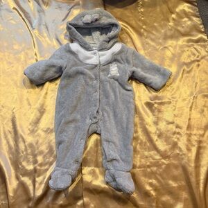 Disney Baby Thumper Snowsuit Pram Bunting One Piece Hooded 3/6 Mo Gray